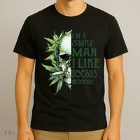 Skull I’M A Simple Man I Like Doobies And Boobies T-Shirt thumb 3