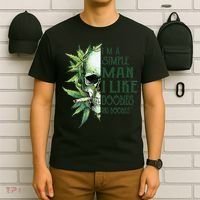 Skull I’M A Simple Man I Like Doobies And Boobies T-Shirt thumb 6