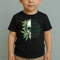 Skull I’M A Simple Man I Like Doobies And Boobies Toddler T-Shirt thumb 2