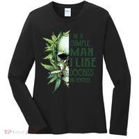 Skull I’M A Simple Man I Like Doobies And Boobies Women's Long Sleeve Shirt thumb 0