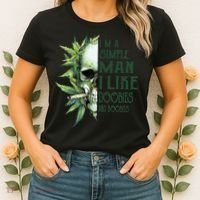 Skull I’M A Simple Man I Like Doobies And Boobies Women's T-Shirt thumb 2