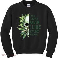 Skull I’M A Simple Man I Like Doobies And Boobies Kids Sweatshirt thumb 0