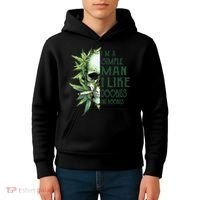 Skull I’M A Simple Man I Like Doobies And Boobies Kids Hoodie thumb 4