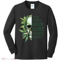 Skull I’M A Simple Man I Like Doobies And Boobies Kids Long Sleeve Shirt thumb 0