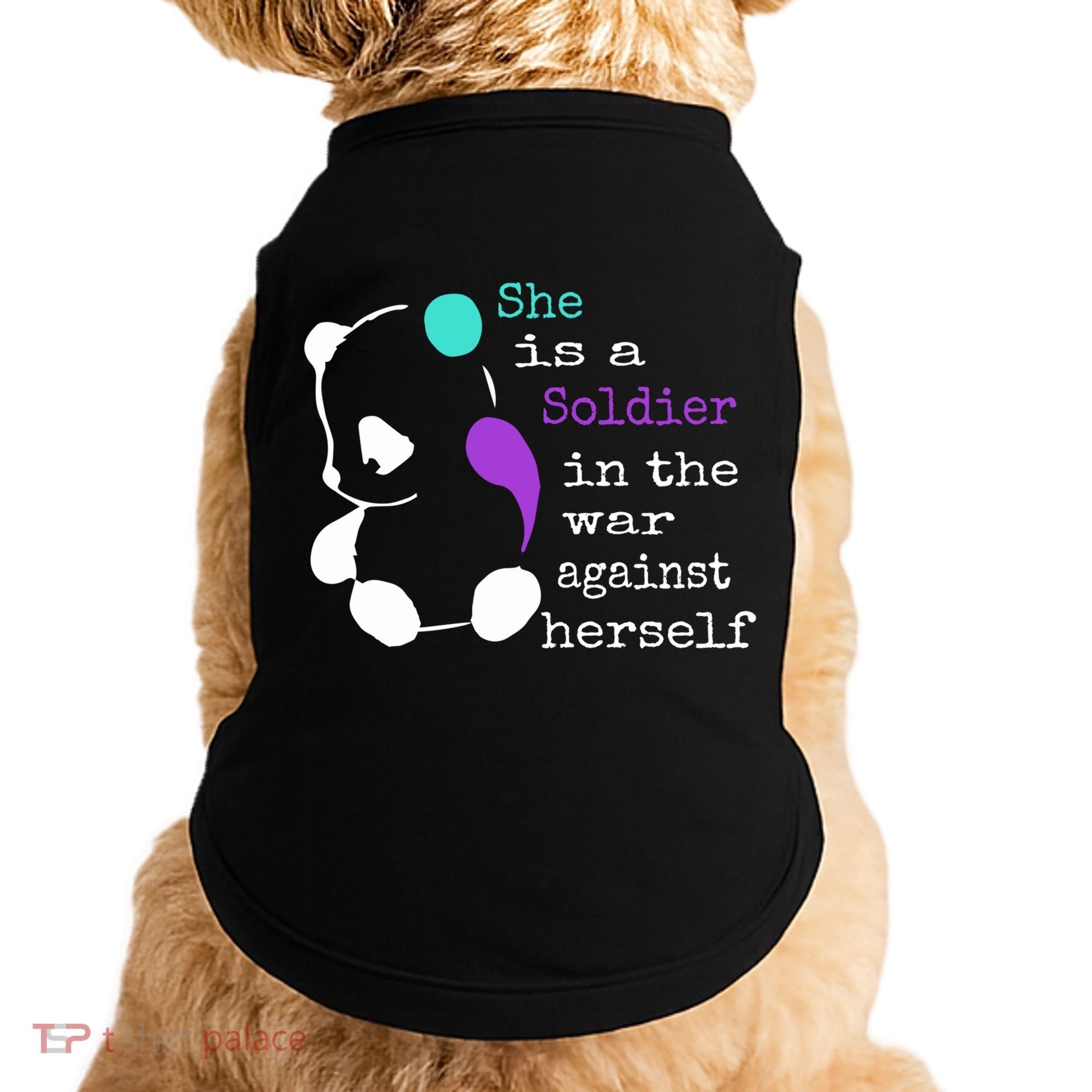 She Is A Soldier Semicolon Gift Suicide Prevention Awareness Gift Doggie Tank