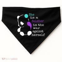 She Is A Soldier Semicolon Gift Suicide Prevention Awareness Gift USA-Made Doggie Bandana thumb 0