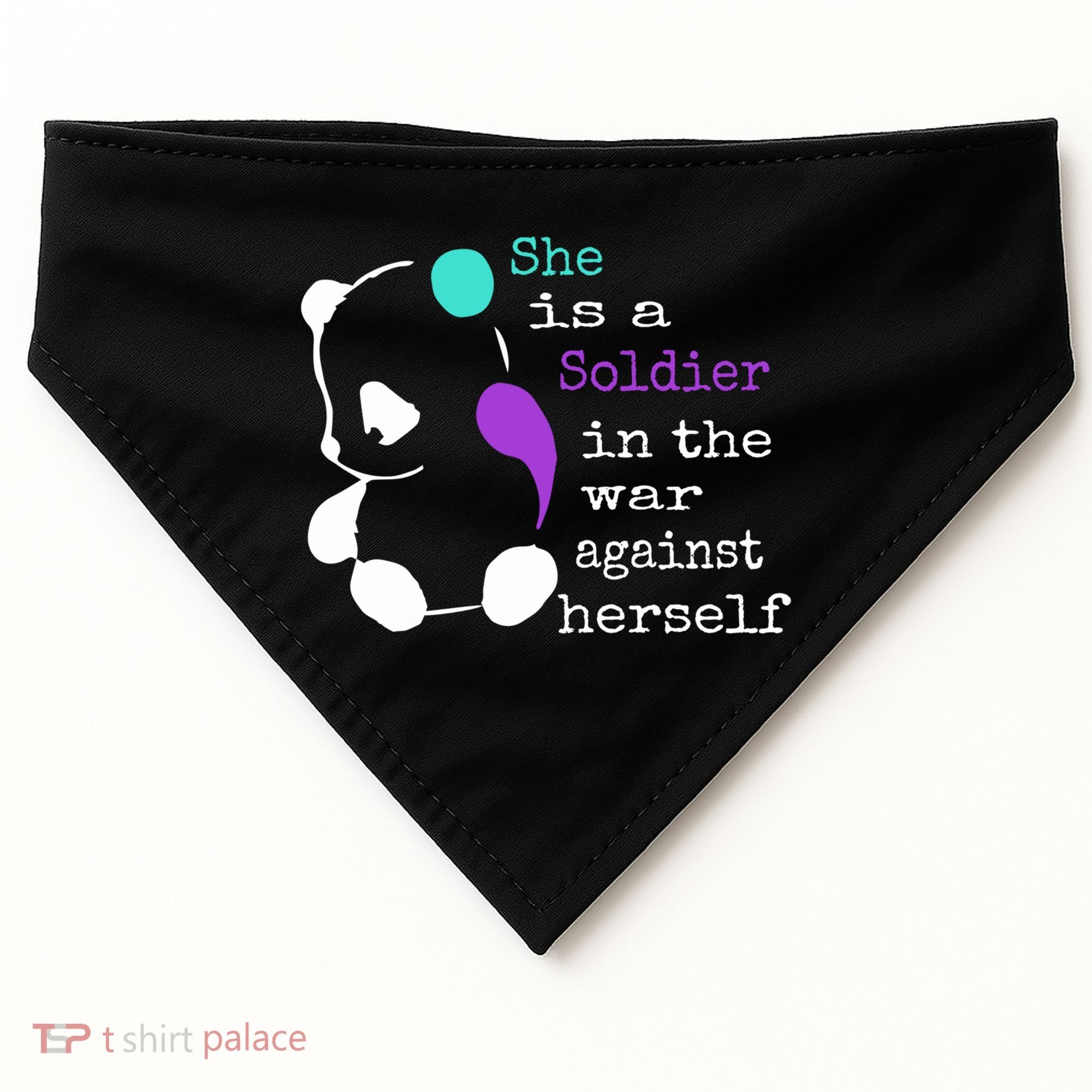 She Is A Soldier Semicolon Gift Suicide Prevention Awareness Gift USA-Made Doggie Bandana
