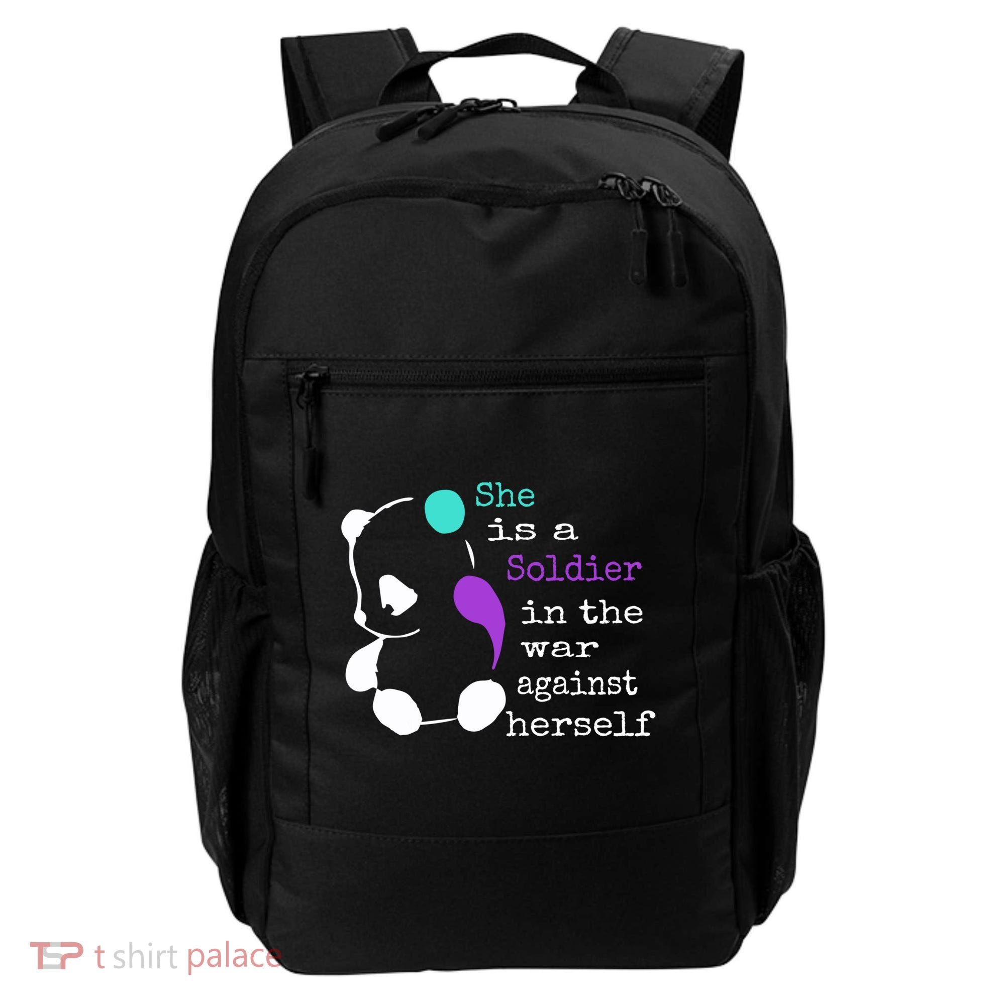 She Is A Soldier Semicolon Gift Suicide Prevention Awareness Gift Backpack