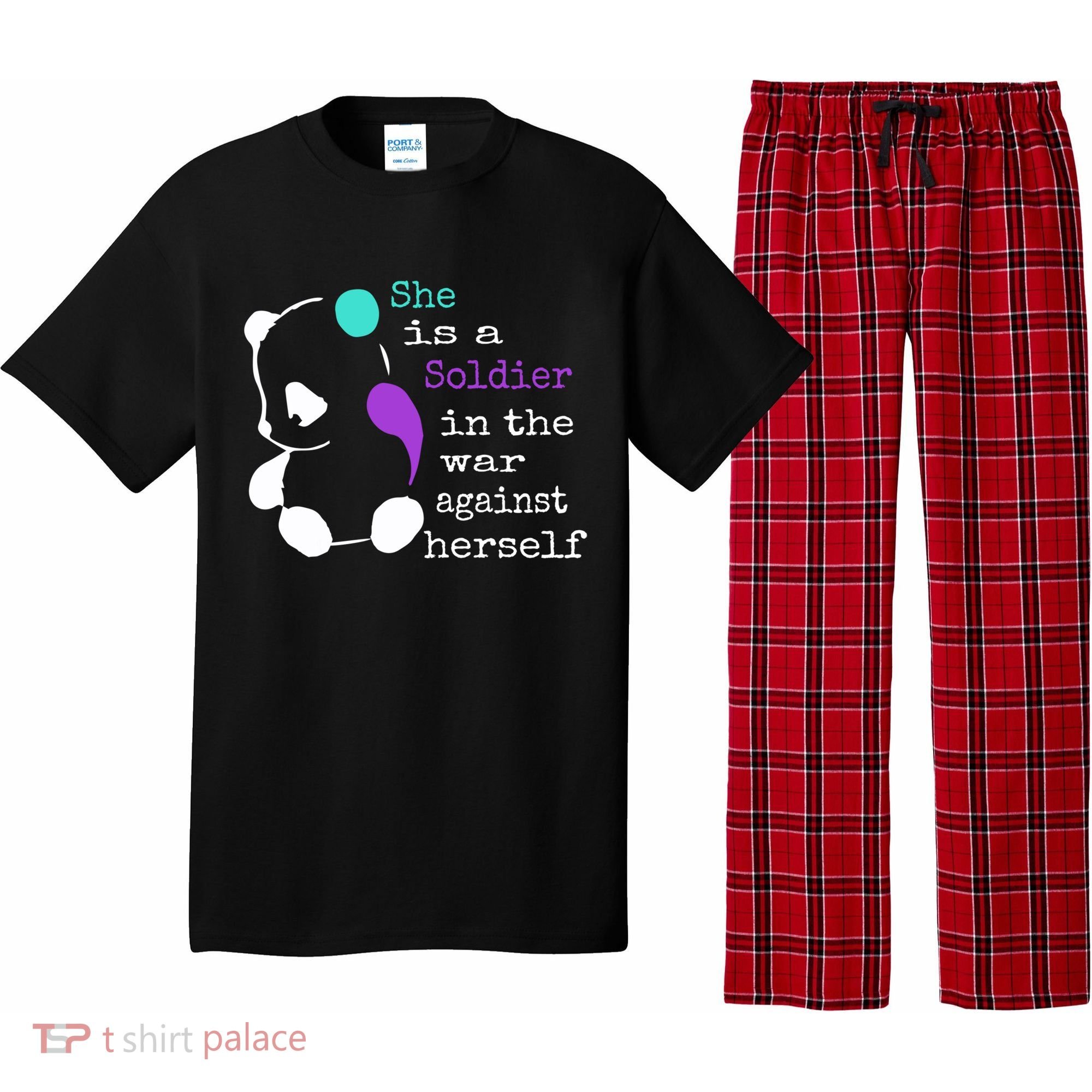 She Is A Soldier Semicolon Gift Suicide Prevention Awareness Gift Pajama Set