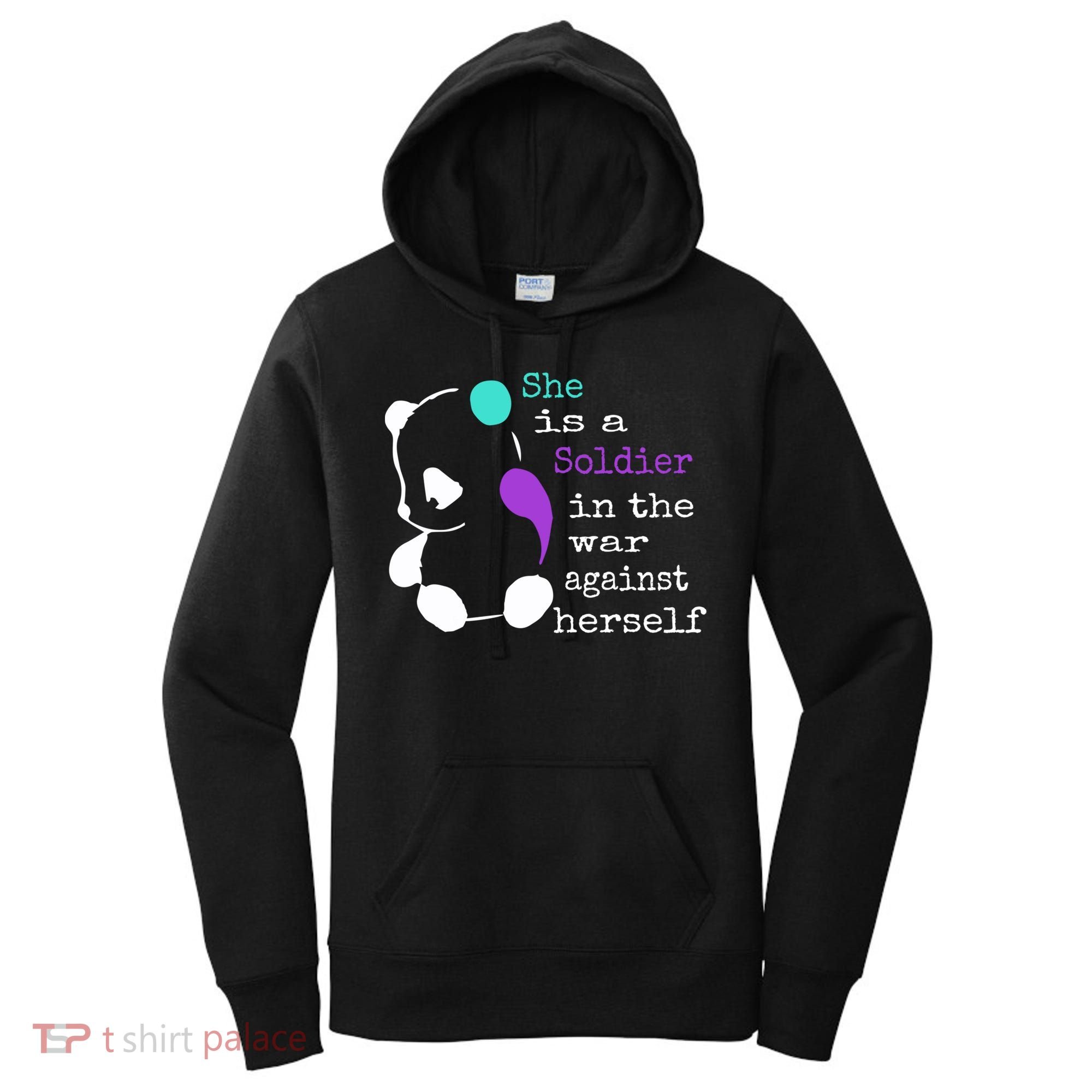 She Is A Soldier Semicolon Gift Suicide Prevention Awareness Gift Women's Hoodie