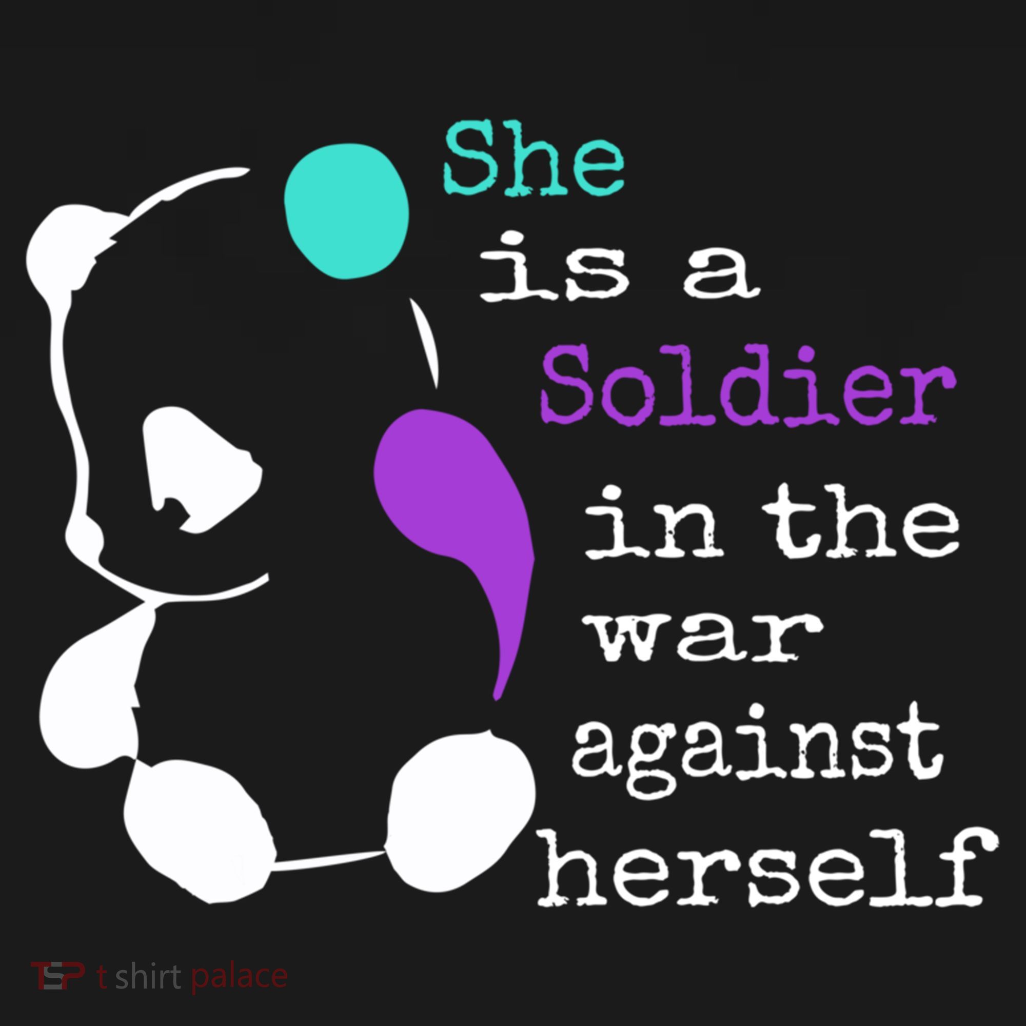 She Is A Soldier Semicolon Gift Suicide Prevention Awareness Gift Women's Hoodie