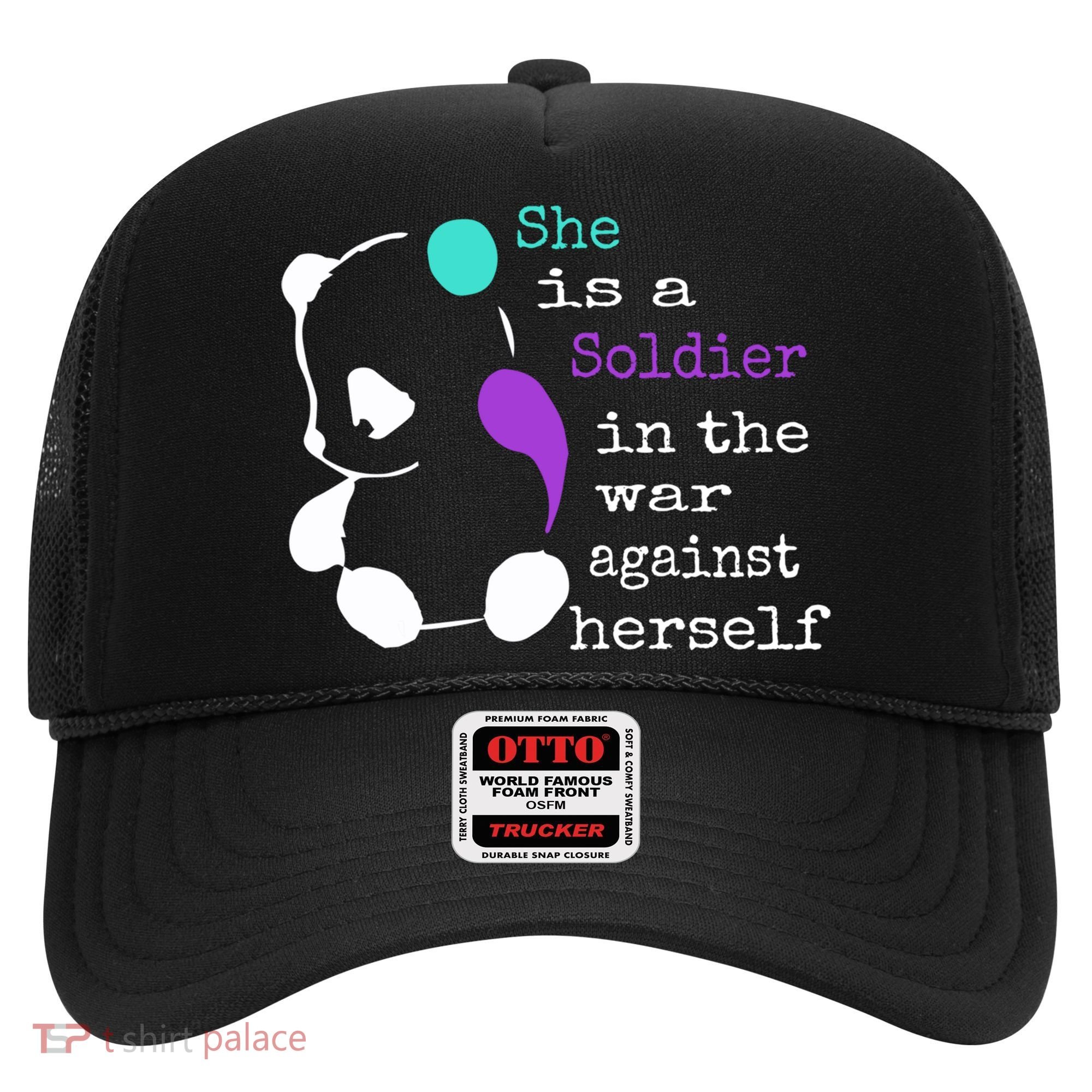 She Is A Soldier Semicolon Gift Suicide Prevention Awareness Gift Hat
