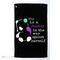 She Is A Soldier Semicolon Gift Suicide Prevention Awareness Gift Golf Towel thumb 0