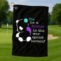 She Is A Soldier Semicolon Gift Suicide Prevention Awareness Gift Golf Towel thumb 1