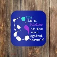 She Is A Soldier Semicolon Gift Suicide Prevention Awareness Gift Coaster thumb 0