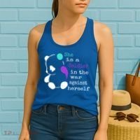 She Is A Soldier Semicolon Gift Suicide Prevention Awareness Gift Women's Tank Top thumb 2