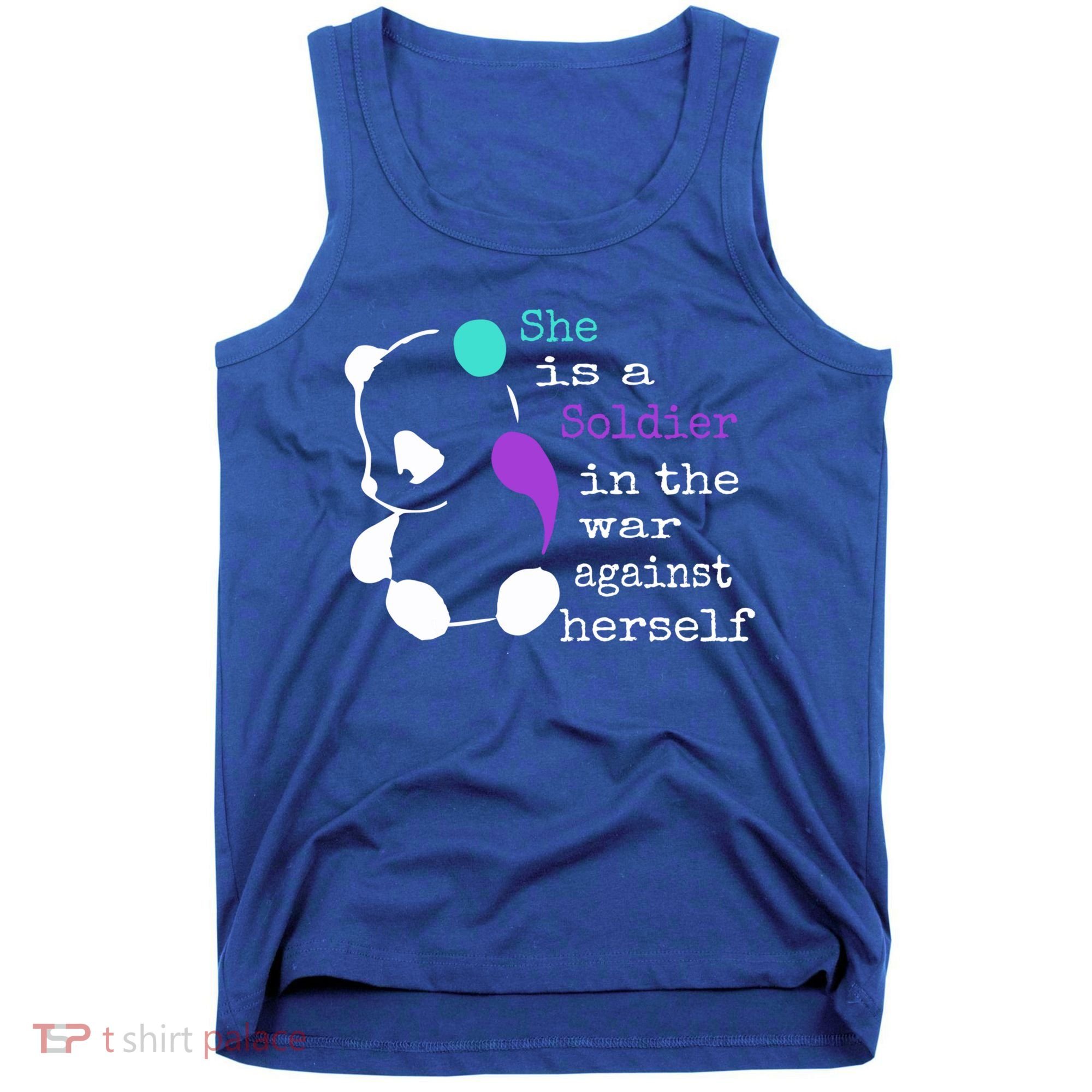 She Is A Soldier Semicolon Gift Suicide Prevention Awareness Gift Tank Top