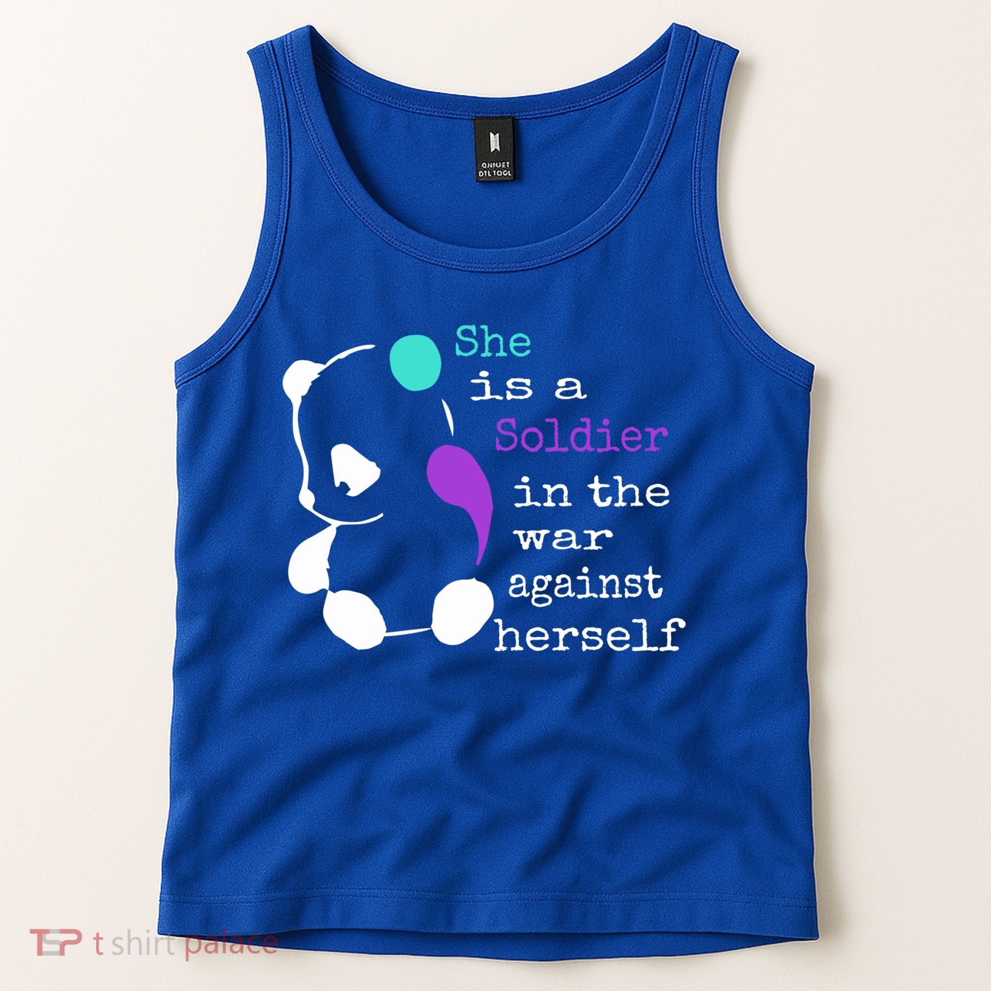 She Is A Soldier Semicolon Gift Suicide Prevention Awareness Gift Tank Top
