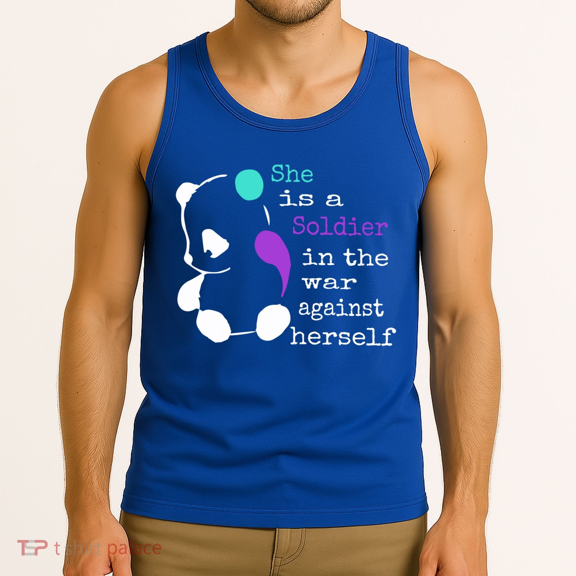 She Is A Soldier Semicolon Gift Suicide Prevention Awareness Gift Tank Top