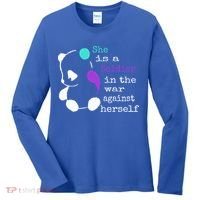 She Is A Soldier Semicolon Gift Suicide Prevention Awareness Gift Women's Long Sleeve Shirt thumb 0