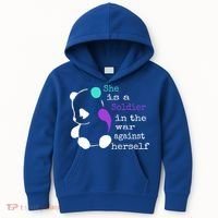 She Is A Soldier Semicolon Gift Suicide Prevention Awareness Gift Kids Hoodie thumb 0