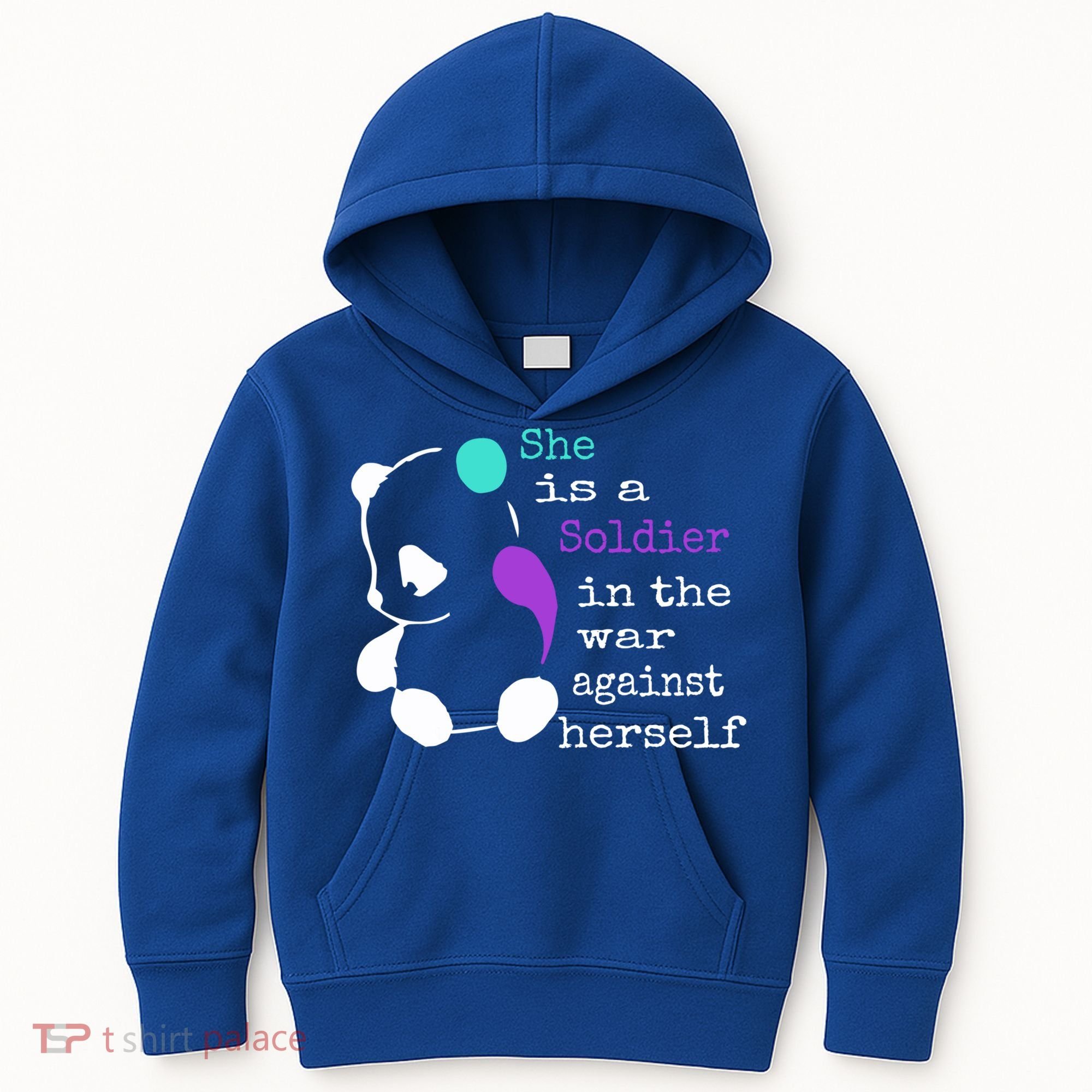 She Is A Soldier Semicolon Gift Suicide Prevention Awareness Gift Kids Hoodie