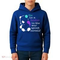 She Is A Soldier Semicolon Gift Suicide Prevention Awareness Gift Kids Hoodie thumb 4