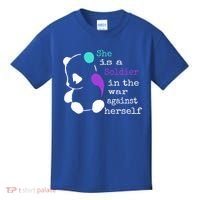 She Is A Soldier Semicolon Gift Suicide Prevention Awareness Gift Kids T-Shirt thumb 0