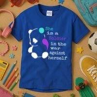 She Is A Soldier Semicolon Gift Suicide Prevention Awareness Gift Kids T-Shirt thumb 3