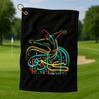 Sufism Islamic Arabic Calligraphy Art Sufi Whirling Golf Towel thumb 1