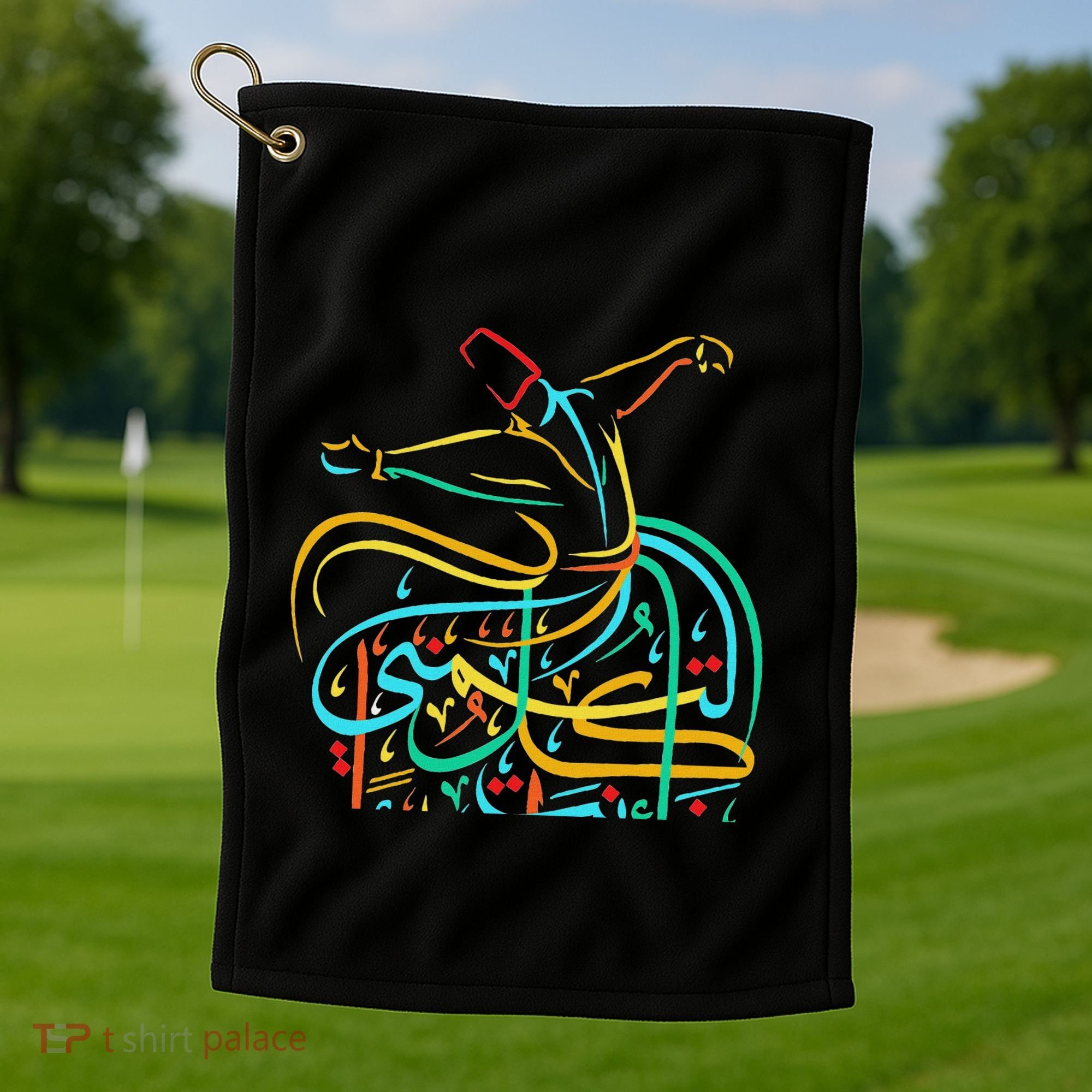 Sufism Islamic Arabic Calligraphy Art Sufi Whirling Golf Towel