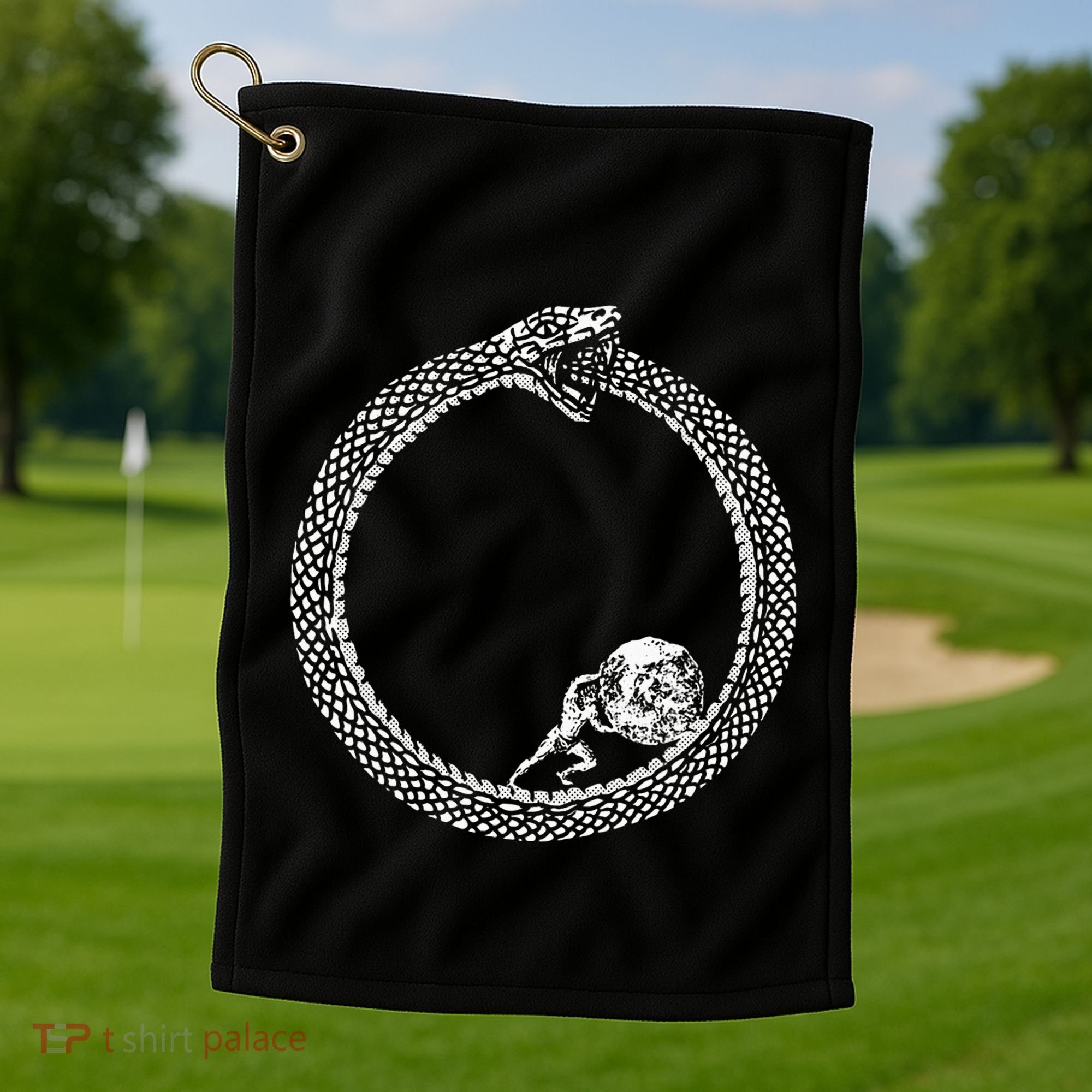 Sisyphus In An Ouroboros Snake Golf Towel