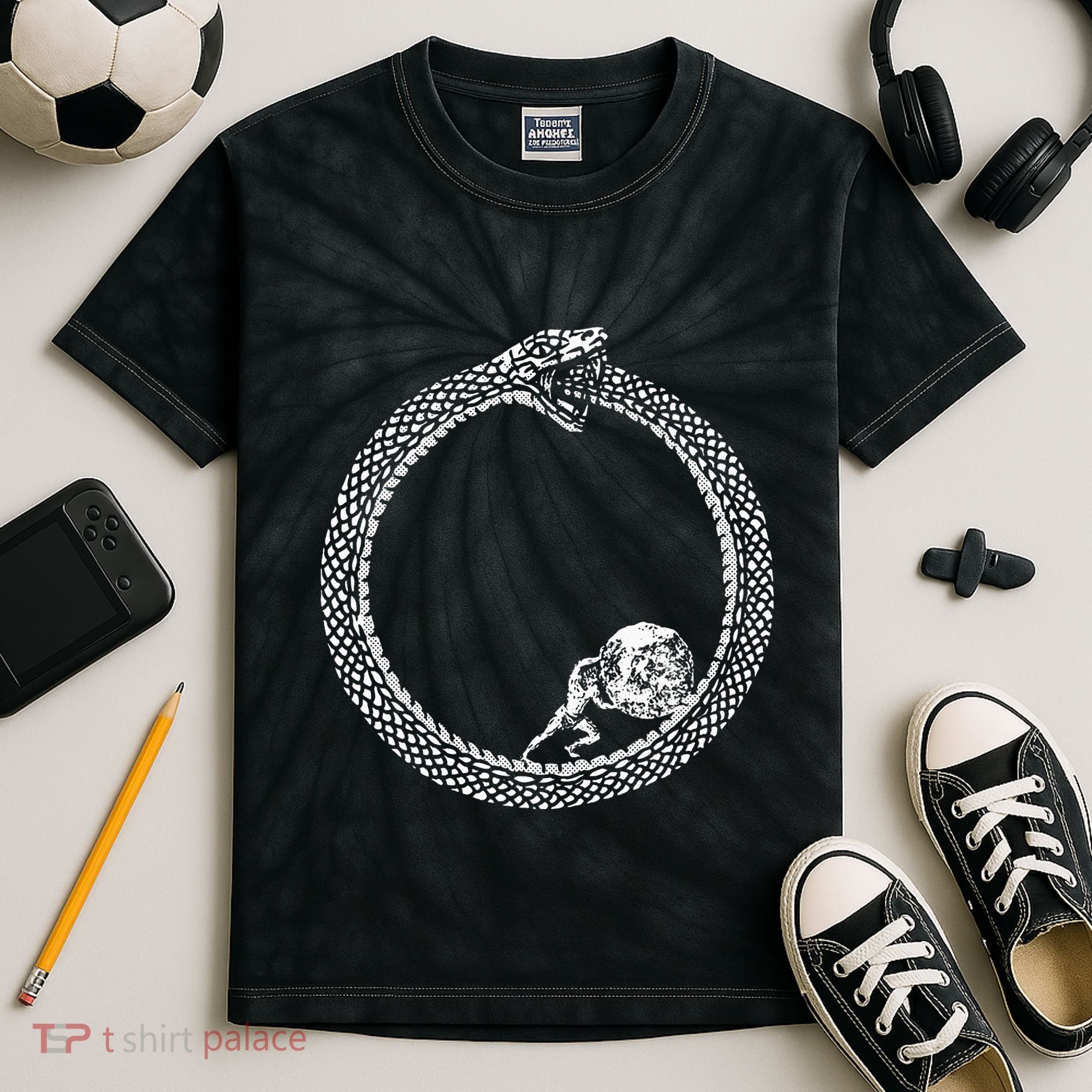 Sisyphus In An Ouroboros Snake Kids Tie-Dye T-Shirt
