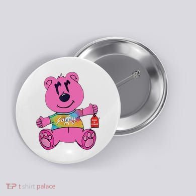 Sorry In Advance Pink Bear Holding Price Ticket Design Button