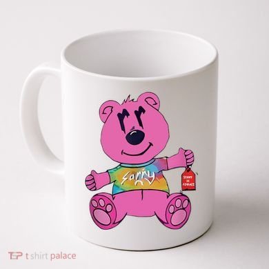 Sorry In Advance Pink Bear Holding Price Ticket Design Coffee Mug