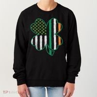 Shamrocks Irish American Flag Beautiful St Patricks Day Women's Sweatshirt thumb 0