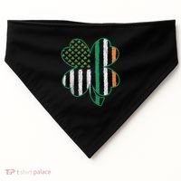 Shamrocks Irish American Flag Beautiful St Patricks Day USA-Made Doggie Bandana thumb 0