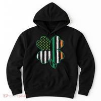 Shamrocks Irish American Flag Beautiful St Patricks Day Hoodie thumb 0