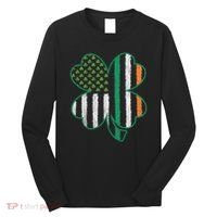 Shamrocks Irish American Flag Beautiful St Patricks Day Long Sleeve Shirt thumb 0