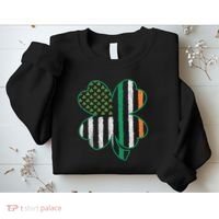 Shamrocks Irish American Flag Beautiful St Patricks Day Sweatshirt thumb 2