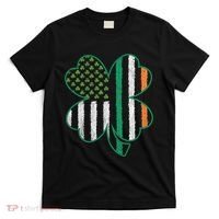 Shamrocks Irish American Flag Beautiful St Patricks Day T-Shirt thumb 0