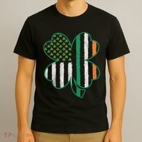 Shamrocks Irish American Flag Beautiful St Patricks Day T-Shirt thumb 3