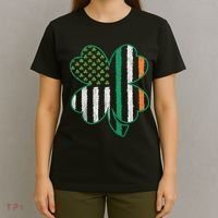 Shamrocks Irish American Flag Beautiful St Patricks Day T-Shirt thumb 4