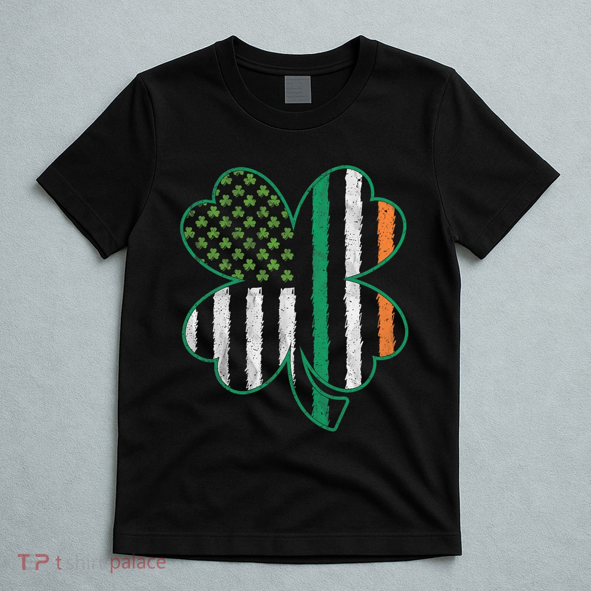Shamrocks Irish American Flag Beautiful St Patricks Day T-Shirt