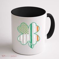 Shamrocks Irish American Flag Beautiful St Patricks Day Coffee Mug thumb 1