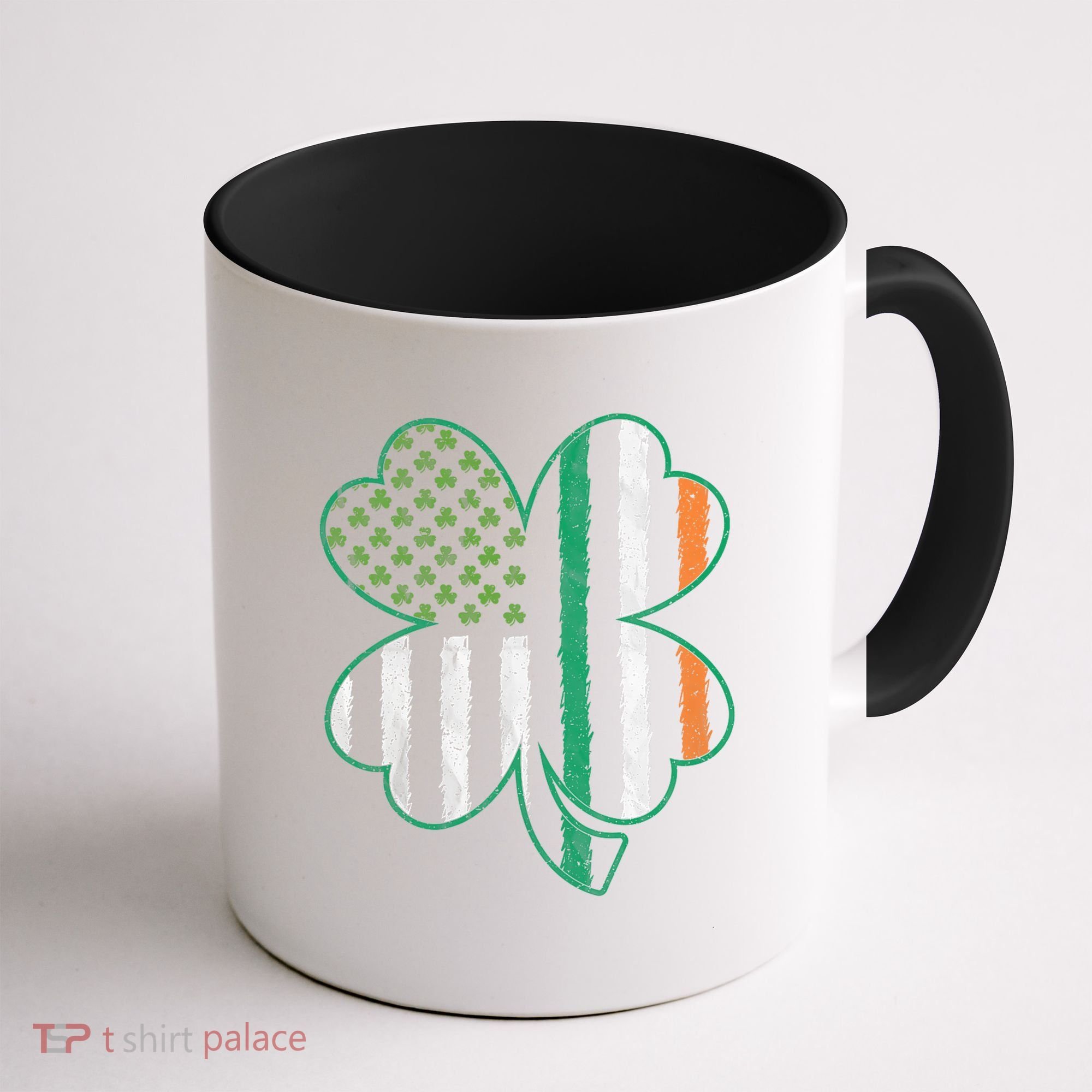 Shamrocks Irish American Flag Beautiful St Patricks Day Coffee Mug