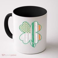 Shamrocks Irish American Flag Beautiful St Patricks Day Coffee Mug thumb 0