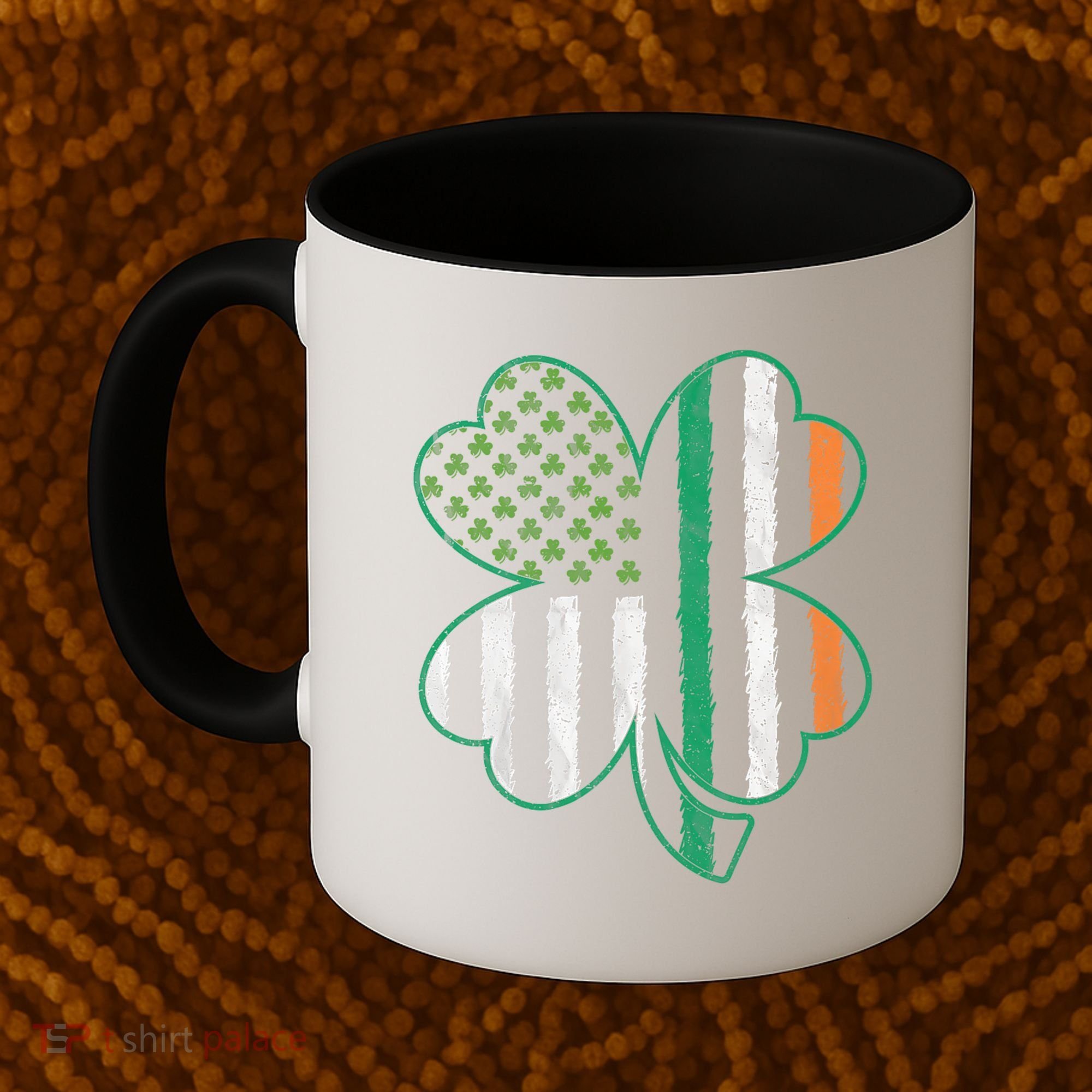 Shamrocks Irish American Flag Beautiful St Patricks Day Coffee Mug