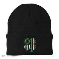 Shamrocks Irish American Flag Beautiful St Patricks Day Beanie thumb 0