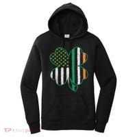 Shamrocks Irish American Flag Beautiful St Patricks Day Women's Hoodie thumb 0